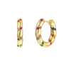 Orecchini a cerchio in oro riempito per orecchio da donna con zirconi colorati all'ingrosso di gioielli per feste di moda Eh480