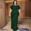 Plus size jurken vrouwen maat jurk 4xl elegante off schouder korte mouw vloer lengte verjaardagsfeestje solide kleur avondjurk 230518