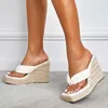 Terlik Sandalet Kadın Yaz Yeni Flip-Twe-Flops Seksi T-aşamalı podyum modelleri Avrupa tarzı lüks moda platformu kama topuk ayakkabıları j230519