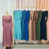 Roupas étnicas cetim dubai abaya vestido longo muçulmano para mulheres mangas elegantes modestos manto de hijab islâmico abayas africano