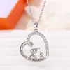 Pendant Necklaces Huitan Chic Heart Necklace With CZ Big And Small Elephants Anniversary Party Fashion Jewelry Mother's Day Gift