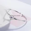 Bangle Fashion Silver Color Shiny Cherry Blossoms Design Crystal Bracelets&Bangles For Women Wedding Band Jewelry Wholesale