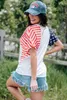 White the Us Stars and Stripes V Neck Tee 2023 Hot New Z0RB#