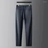 Men's Pants Minglu Spring Summer Elasticity Men's Suits High Quaity Solid Color Mid Waist Smart Casual Skinny Male Trousers 40