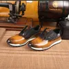 Berluti Sapatos esportivos masculinos de couro espelhado de alta qualidade, feitos à mão para caminhadas e corridas confortáveis