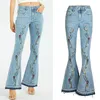 Jeans LOGAMI Blumenstickerei Jeans Frau Frauen Vintage Damen Jeans bestickte Schlaghosen