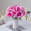 Decorative Flowers Rose Silk Peony Artificial High Quality Bride Bouquet Fake Plants For Home Wedding Christmas Decoration DIY Living Room
