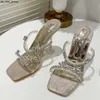 Slippers Liyke 2023 New PVC Transparent Strange Style Clear Heels Women's Slippers Summer Crystal Rhinestone Sandals Party Wedding Shoes J230519