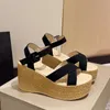 Sandaler sommarspänne Kvinnors sammet flock Fish Mouth Fashion High Heel Platform Open Toes Women Shoessandals