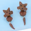 Boucles d'oreilles créoles Chiens de bande dessinée Design Animal percé 3D Petit pour filles Oreilles Coeur Stud