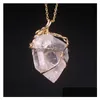 Pendentif Colliers Naturel Irregar Enroulement Cristal Agate Collier Brut Fluorite Creative Fée Tempérament Vent Chandail Chainpendant Dhzqi