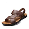 Summer Leather Beach Casual Men's Fashion Slippers Stripe Sandals Rubber Mens Shoes 230518