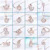 Pendentif Colliers Collier Femmes Fl Ensemble Créatif Incrusté Zircon Rose Or Titane Acier Géométrique Pour Femmes Pendentif Drop Delivery Je Dhaje