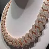 Hip Hop lodowana biżuteria o szerokości 24 mm 4 rzędy kubańska łańcuch linku vvs moissanite diamentowy łańcuch łańcucha linków