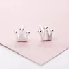 Stud Earrings S925 Sterling Silver Jewelry With Small Crown Cute Temperament Hypoallergenic Ear Piercing Basic For Female Gift