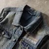 Мужские куртки мужская мода, разорванная джинсовой уличной одеждой, расстроенная мотоциклетная байкерская джинсовая куртка ретро хип -хоп капля капля