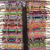 Kedja 50pcslots Multicolor Vintage Bohemian flätad bomullsrep Manschett Arvband Etniska ankletarmband för män Kvinnor 230518