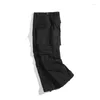 Pantalon Homme Multi-poches Noir Genou Détachable Droit Homme Cargo Rétro Streetwear Jambe Large Couleur Unie Baggy Pantalon Surdimensionné