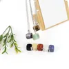 Ketens vintage natuursteen kristal hanger ketting voor vrouwen amethist agate opal kubus vierkante sieraden cadeau