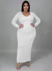 Vestidos de tamanho grande wmstar size mulheres 5xl super estriado ribbing sexy oco para trás bandagem elegante maxi vestido por atacado 230518