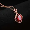 Eenvoudige rode kristallen hanger ketting Rose Gold kleur feest engagement sieraden voor vrouwen kerstcadeau