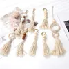 Keychains Cotton Thread Wrapped Bead Tassel Keychain for Women Key Holder Keyring Bag Charm Hanging Jewelry Gift