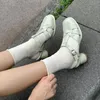 Sandaler dilalula 2023 spänne äkta läderkvinnor toppkvalitet runda höga klackar damklänning skoessandaler