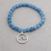 Keychains Sanlan Natural Stone Blue Beded Wave Armband Ocean Jewelry Birthday Present