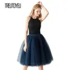 Capris Streetwear 6 Layers 65cm Midi Pleated Skirt Women Gothic High Waist Tulle Skater Skirt rokjes dames ropa mujer 2020 jupe femme