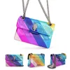 Bolso de cuero genuino Mini Kurt Geiger bolso de arco iris Bolso de Londres de lujo Diseñador Mujer Hombre rayas Bolso de hombro Bolso de mano de moda bandolera bandolera cadena Bolsos con solapa