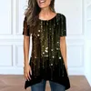 Damenblusen, elegant, Sommer, kurzärmelig, Rundhalsausschnitt, Tunika, Tops, bedruckt, Hemden, Top, lässig, locker, bequem, Blusas, Elegantes De Mujer