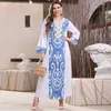 Vêtements ethniques Robe tendance pour femmeCol roulé Boutique Style inactif Balançoire Bleu imprimé Tempérament Trajet Oversize Femme