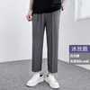 Mäns kostymer Silk Ice Suit Pants Men Fashion Society Herrklänningar Korean Löst raka Casual Office Formella byxor H153
