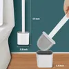 Toilet Brushes Holders Brush Flat Head Silicone With Holder Wallmounted Detachable Black Cleaner For Bathroom Tools WC Accessories 230518