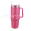 40oz Diamond Tumblers Cups With Handle Lids and Straw Stainless Steel Insulated Tumblers Bling bling Car Travel Mugs Termos