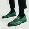 Kleid Schuhe Herbst Grüne Müßiggänger Männer Slip-on Nubuk Leder Luxus Marke Dicken Boden Spitze Zehe Mode Designer Leder schuhe Casual 230518