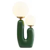 Art Deco Bedroom Table Lamp Bedside Light with 2 Ball Glass Lampshade and Resin Body Desk Lamps for Living Room Children room