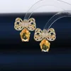 Stud Earrings Elegant Bowknot Earring For Women Yellow Gold Color 925 Silver Needle Ladies Delicate Ear Luxury Trendy Jewelry Gift