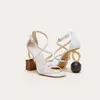 Sandals Runway Cycle Toy Bricks Combinated Strange Heels White Black Leather Thin Straps Cutout Sandalias Woman Shoes Zapatos