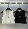 Summer White Women Tops Tees Crop Embroidery Sexy Off Shoulder Black Tank Casual Sleeveless Backless Top Shirts Designer Solid Color Vest