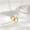 Pendant Necklaces 316L Stainless Steel Simple Doubleheart Titanium Nonfading Trend Necklace Colar Feminino Ouro Chain Drop Delivery Dh9Sf