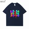 Men 's T Shirts 2023 Never Again High Street White Shirt 여름 클래식 짧은 슬리브 남성/여성 캐주얼 디자인 Tshirt Tops