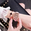 Armbanduhren Ms. DZG Uhren Quadratisches Diamant-Roségoldgehäuse Koreanische Version des großen digitalen Zifferblatts Douyin mit einer trendigen Damenuhr