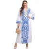 Vêtements ethniques Robe tendance pour femmeCol roulé Boutique Style inactif Balançoire Bleu imprimé Tempérament Trajet Oversize Femme