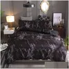 Bedding Sets Marble Pattern Polyester Er Set 2/3Pcs Twin Double Queen Quilt Bed Linen No Sheet Filling Drop Delivery Home Garden Tex Dhrie