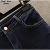 Jeans kvinnor pojkvän kontrast färg manschetter raka ben jeans 2xl höga midjeknappar hem indie mörkblå nionde denim capris byxor y2k