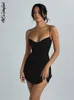 기본 캐주얼 드레스 레드 드레스 스트랩 미니 드레스 검은 드레스 슬레 이블 리버 짧은 드레스 섹시한 의상 스트리트웨어 여름 바디콘 드레스 멍청이 230519