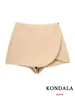 Skirts KONDALA Women Fashion 2023 Casual Mini Asymmetrical Shorts High Waist Back Pockets Wide Leg Zipper Female 230519