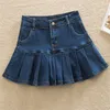 Skirts Denim Skirt with Ruffles 6XL 8XL Harajuku Y2K Jeans Skater Woman High Waist Bottom Female Casual Pleated Micro Mini Short Jurken 230519