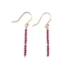 Boucles d'oreilles pendantes Lii Ji Lab-created Ruby Beads 925 Sterling Silver Gold Color Drop